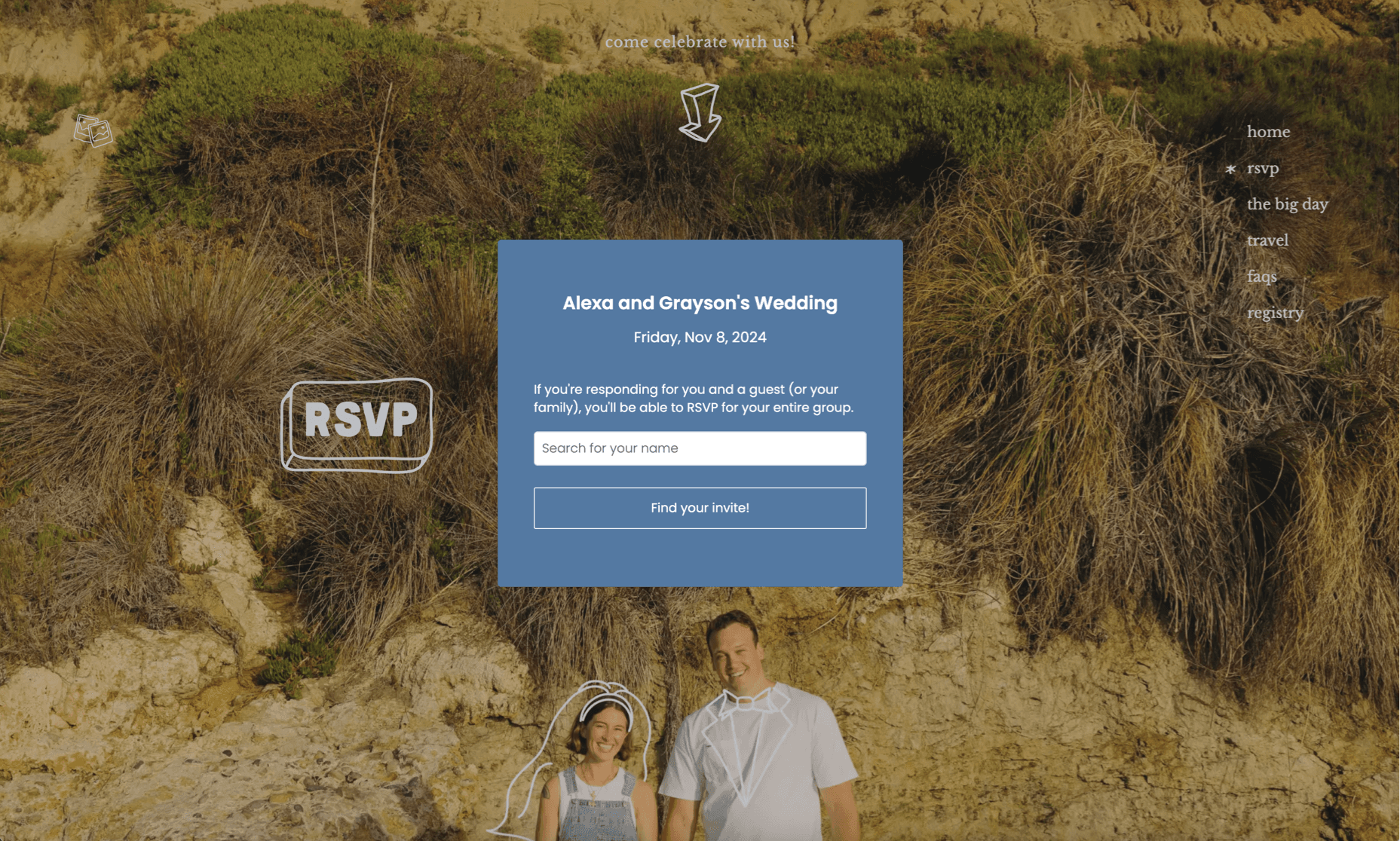 Elegant wedding RSVP example