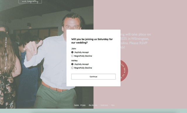 Modern event RSVP example